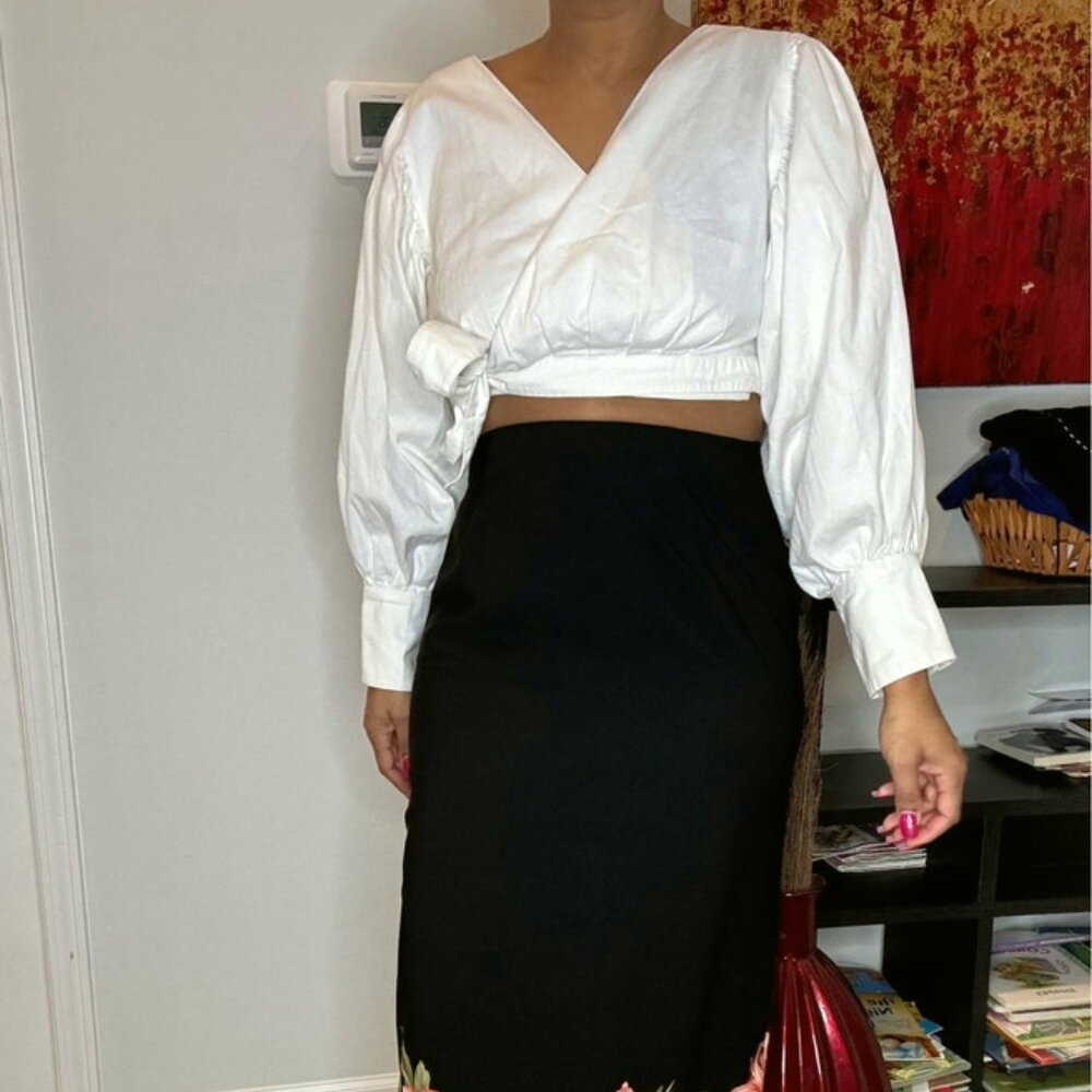 1990s Runway White ASOS Fashion Top Crop Pleated Blouse